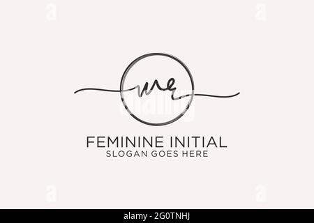 WR handwriting logo with circle template vector logo of initial signature, wedding, fashion, floral and botanical with creative template. Stock Vector