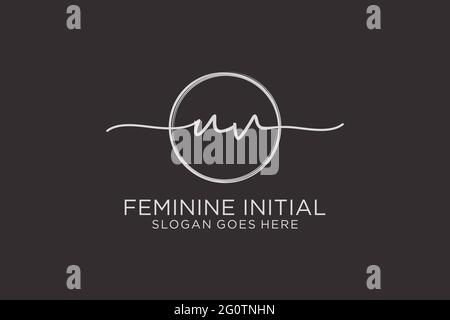 UV handwriting logo with circle template vector logo of initial signature, wedding, fashion, floral and botanical with creative template. Stock Vector