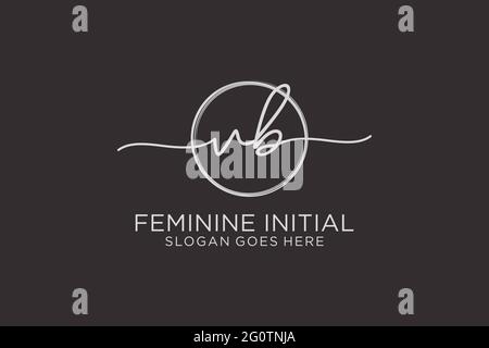 VB handwriting logo with circle template vector logo of initial signature, wedding, fashion, floral and botanical with creative template. Stock Vector