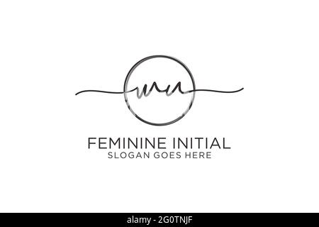 WU handwriting logo with circle template vector logo of initial signature, wedding, fashion, floral and botanical with creative template. Stock Vector