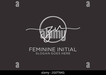 ZV handwriting logo with circle template vector logo of initial signature, wedding, fashion, floral and botanical with creative template. Stock Vector