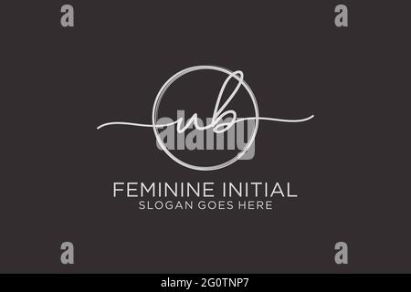 UB handwriting logo with circle template vector logo of initial signature, wedding, fashion, floral and botanical with creative template. Stock Vector