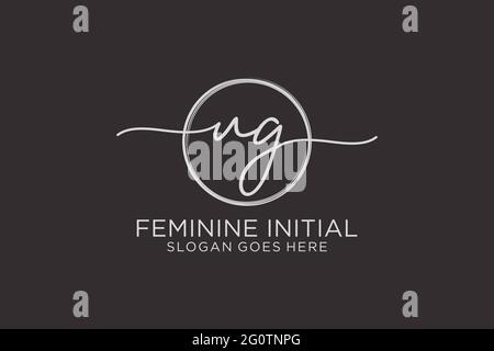 UG handwriting logo with circle template vector logo of initial signature, wedding, fashion, floral and botanical with creative template. Stock Vector