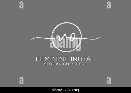 VO handwriting logo with circle template vector logo of initial signature, wedding, fashion, floral and botanical with creative template. Stock Vector