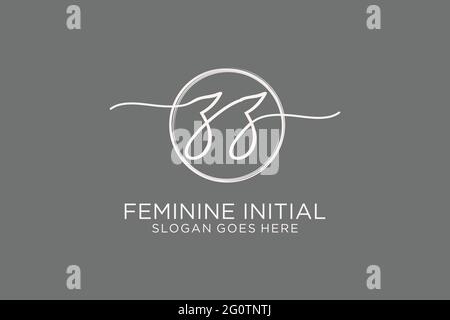 ZZ handwriting logo with circle template vector logo of initial signature, wedding, fashion, floral and botanical with creative template. Stock Vector