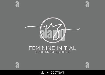 VZ handwriting logo with circle template vector logo of initial signature, wedding, fashion, floral and botanical with creative template. Stock Vector