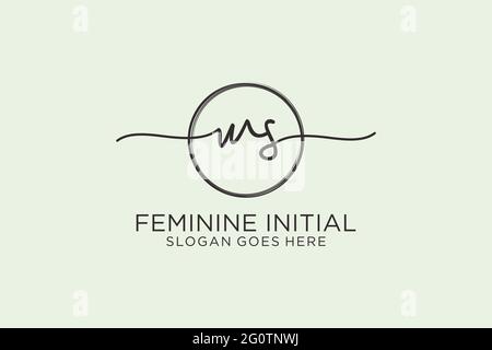 WS handwriting logo with circle template vector logo of initial signature, wedding, fashion, floral and botanical with creative template. Stock Vector