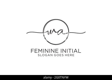 WA handwriting logo with circle template vector logo of initial signature, wedding, fashion, floral and botanical with creative template. Stock Vector