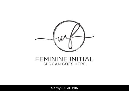 WF handwriting logo with circle template vector logo of initial signature, wedding, fashion, floral and botanical with creative template. Stock Vector