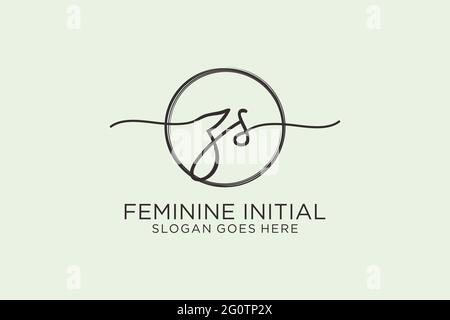 ZS handwriting logo with circle template vector logo of initial signature, wedding, fashion, floral and botanical with creative template. Stock Vector