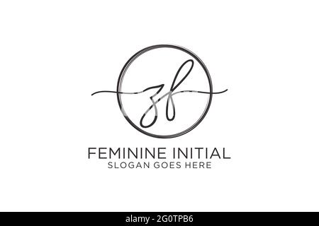 ZF handwriting logo with circle template vector logo of initial signature, wedding, fashion, floral and botanical with creative template. Stock Vector