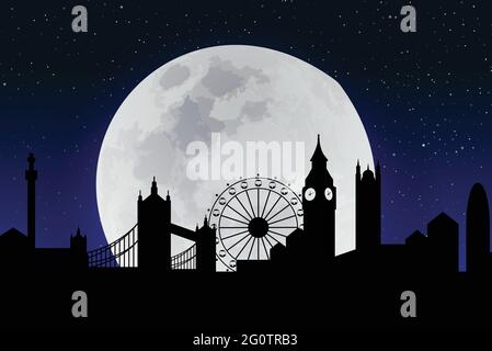 couple love in Night City With Moon icon Logo design vector template illustration Stock Vector