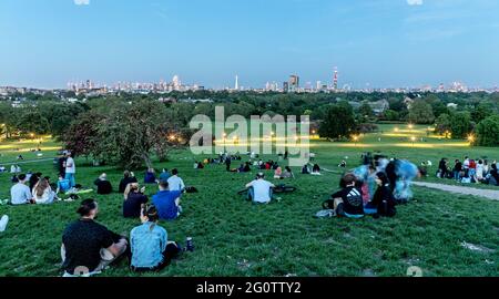 The City at Night From Primrose Hill London UK Stock Photo