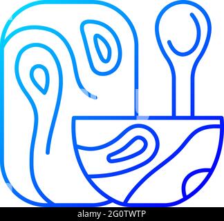 Wooden tableware gradient linear vector icon Stock Vector