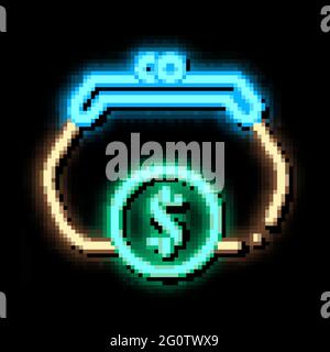 Wallet Coin Money neon glow icon illustration Stock Vector