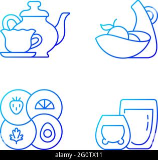 Trendy kitchenware gradient linear vector icons set Stock Vector
