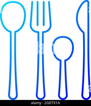 Forks, knives and spoons gradient linear vector icon Stock Vector