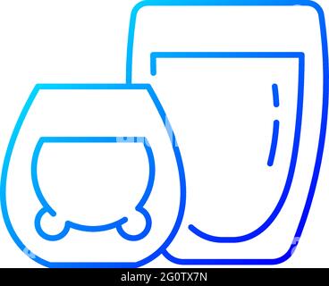 Double glass cups gradient linear vector icon Stock Vector