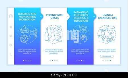 Addiction recovery steps onboarding vector template Stock Vector