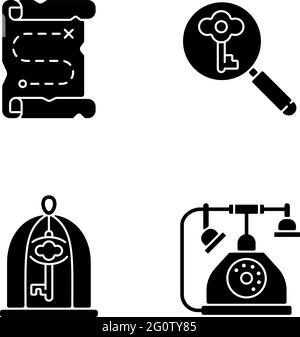 Quest black glyph icons set on white space Stock Vector Image & Art - Alamy