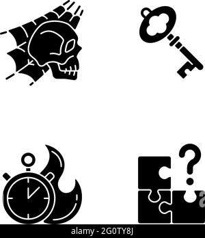 Quest black glyph icons set on white space Stock Vector Image & Art - Alamy