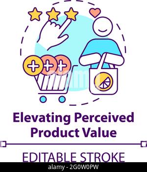 Elevating perceived product value concept icon Stock Vector