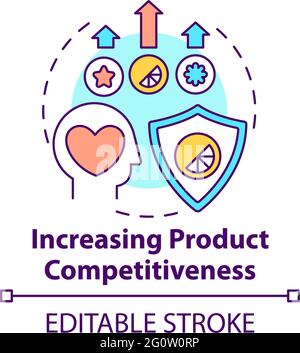 Increasing product competitiveness concept icon Stock Vector