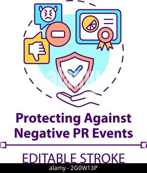 Protecting against negative PR events concept icon Stock Vector
