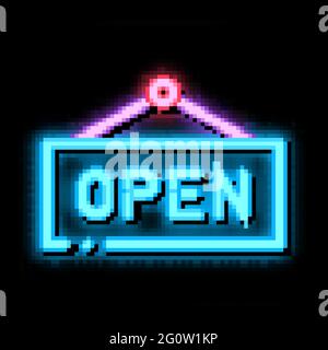Open Nameplate neon glow icon illustration Stock Vector