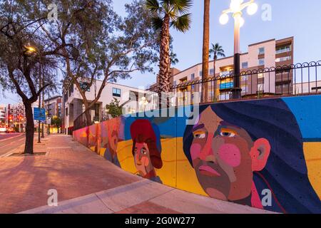 TUCSON, UNITED STATES - Jun 03, 2021: Arizona Mural in Downtown Tucson, AZ by local artist Alonso Delgadillo. Stock Photo