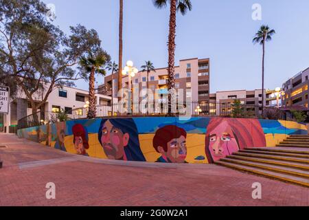 TUCSON, UNITED STATES - Jun 03, 2021: Arizona Mural in Downtown Tucson, AZ by local artist Alonso Delgadillo. Stock Photo