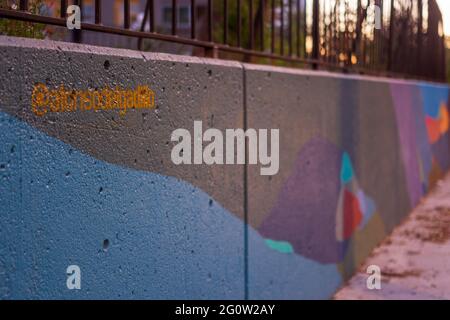 TUCSON, UNITED STATES - Jun 03, 2021: Arizona Mural in Downtown Tucson, AZ by local artist Alonso Delgadillo. Stock Photo