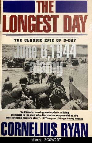 BILOXI, UNITED STATES - Jun 02, 2021: Close up of Cornelius Ryan nonfiction novel of D Day called the Longest Day.  Published in 1959. Stock Photo
