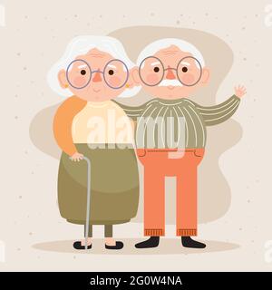 old grandparents couple Stock Vector