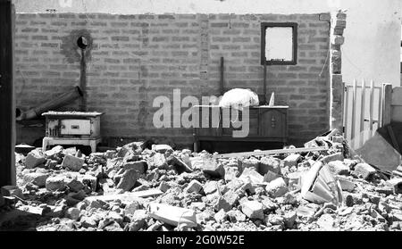 JOHANNESBURG, SOUTH AFRICA - Jan 05, 2021: Johannesburg, South Africa - October 04 2011: Tornado Damaged Homes in a small South Africa Township Stock Photo