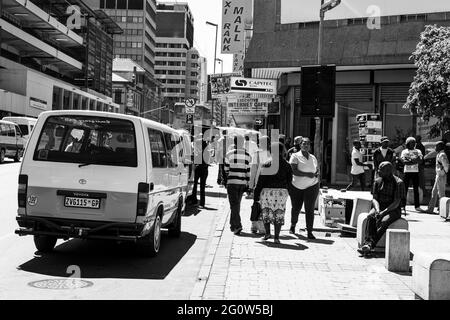 JOHANNESBURG, SOUTH AFRICA - Jan 05, 2021: Johannesburg, South Africa - October 17 2012: Mini bus taxi on Streets of Johannesburg Stock Photo