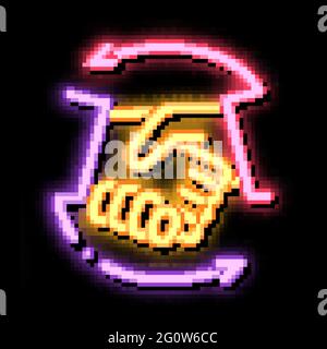 Handshake neon glow icon illustration Stock Vector