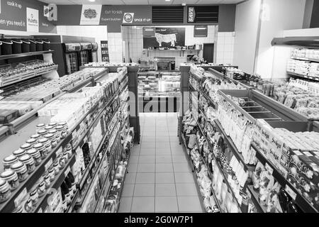 JOHANNESBURG, SOUTH AFRICA - Jan 06, 2021: Johannesburg, South Africa - February 24, 2016: Fully stocked shelves of food and household items at local Stock Photo