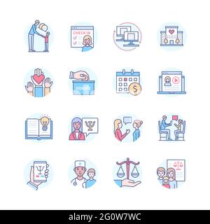 Childrens home - modern line design style icons. Volunteers, donation, monthly payments, video profile, information for parents, online psychologist, Stock Vector