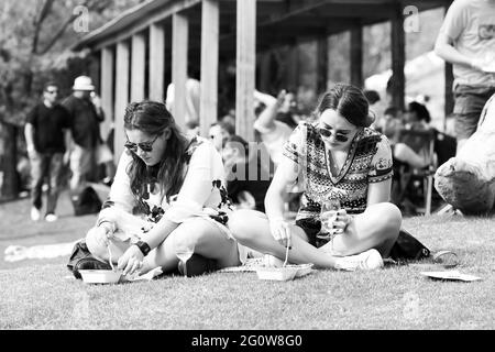 JOHANNESBURG, SOUTH AFRICA - Jan 05, 2021: Johannesburg, South Africa - May 09 2015: People at an outdoor Food and Wine Festival Stock Photo