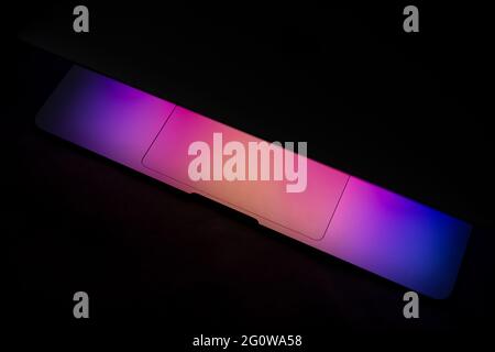 Lapton screen light on the touchpad Stock Photo