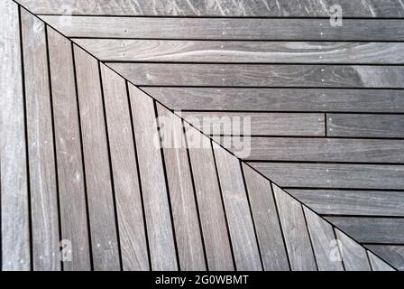 Wood plank background texture with diagonal line, top view Stock Photo