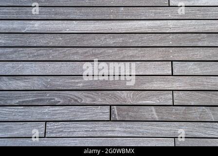 Texture of wooden plank background from parallel planks, top view Stock Photo