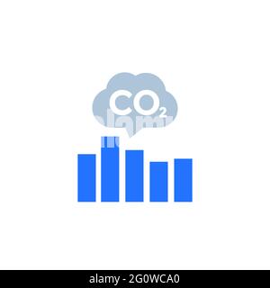 co2 and carbon emissions levels chart icon Stock Vector