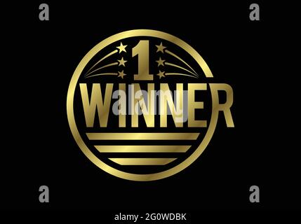 Golden number-one icon, Award, champion, winner, success concept abstract logo sign symbol. Stock Vector