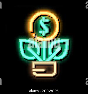 Plant Grow Coin neon glow icon illustration Stock Vector