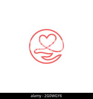love and hands form a circle, with line design Stock Vector