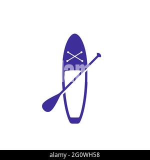 SUP board with paddle icon on white Stock Vector