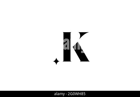black and white K alphabet letter logo for business with star. Creative lettering for company. Corporate identity branding icon design Stock Photo