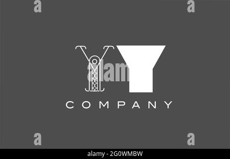 geometric Y YY grey white alphabet letter logo icon for company. Different style combination design for business and corporate Stock Photo